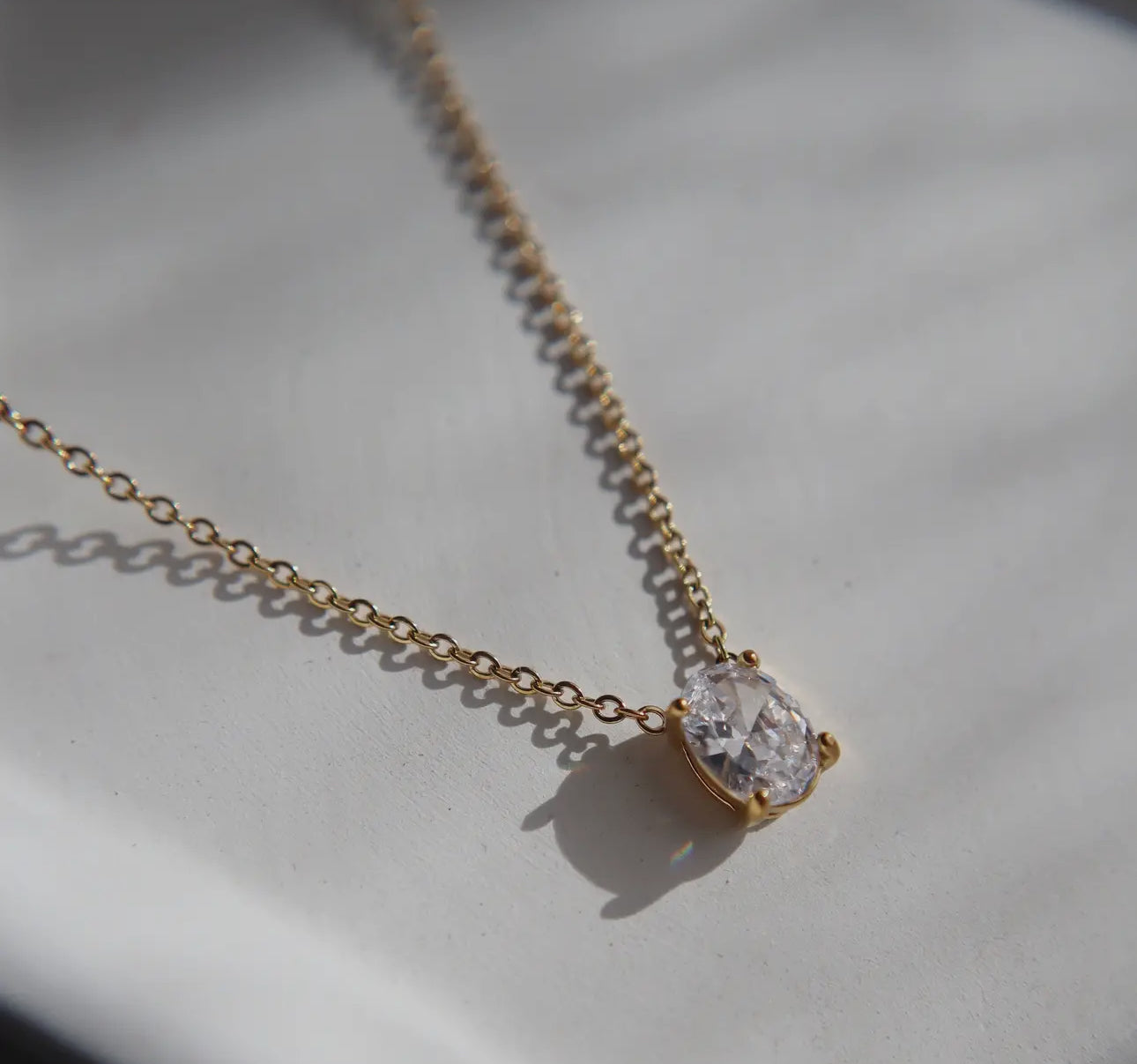 Oval Solitaire Necklace