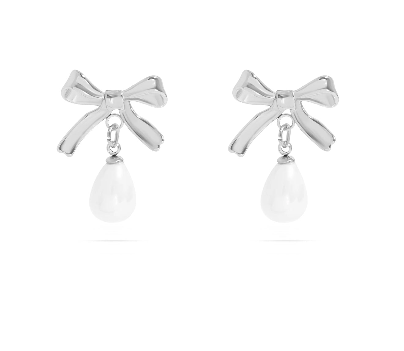Bow And Pearl Earrings