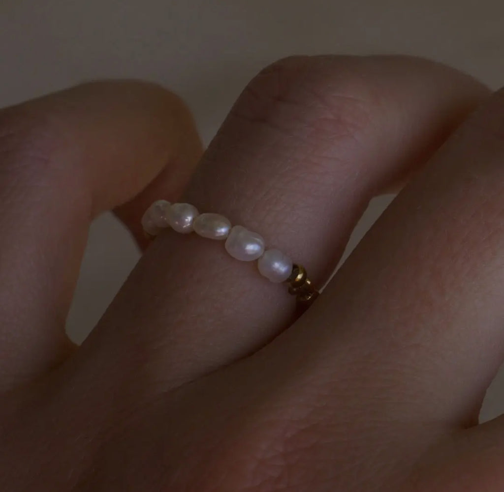 Half Pearl Half Gold Ring