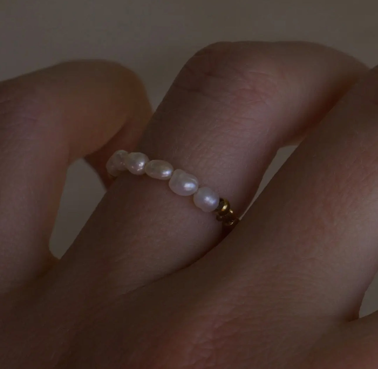 Half Pearl Half Gold Ring