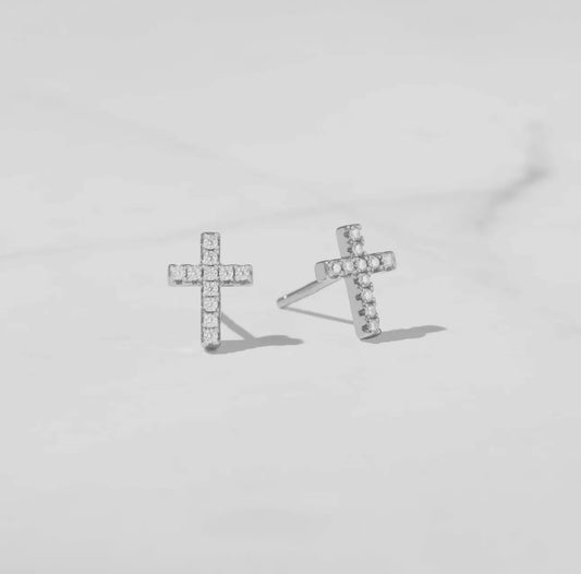 CZ Cross Studs