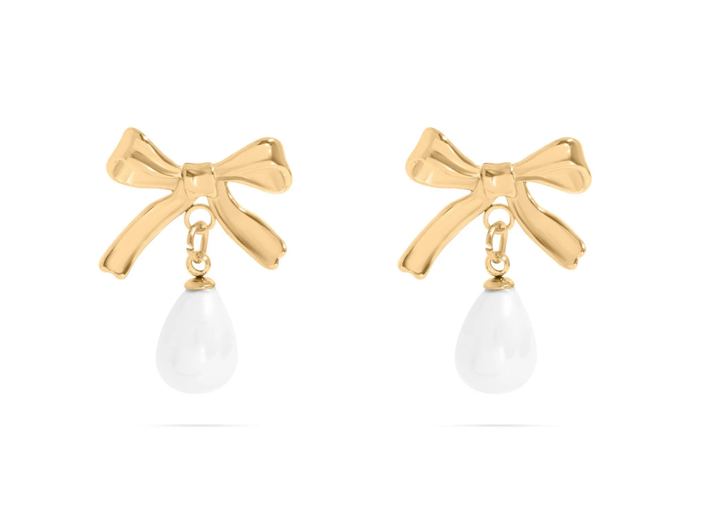 Bow And Pearl Earrings