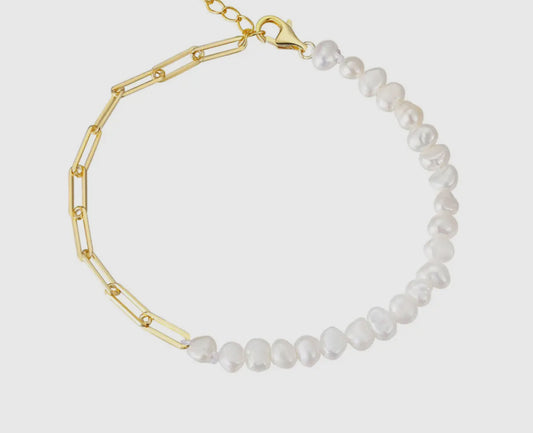 Pearl And Chain Bracelet