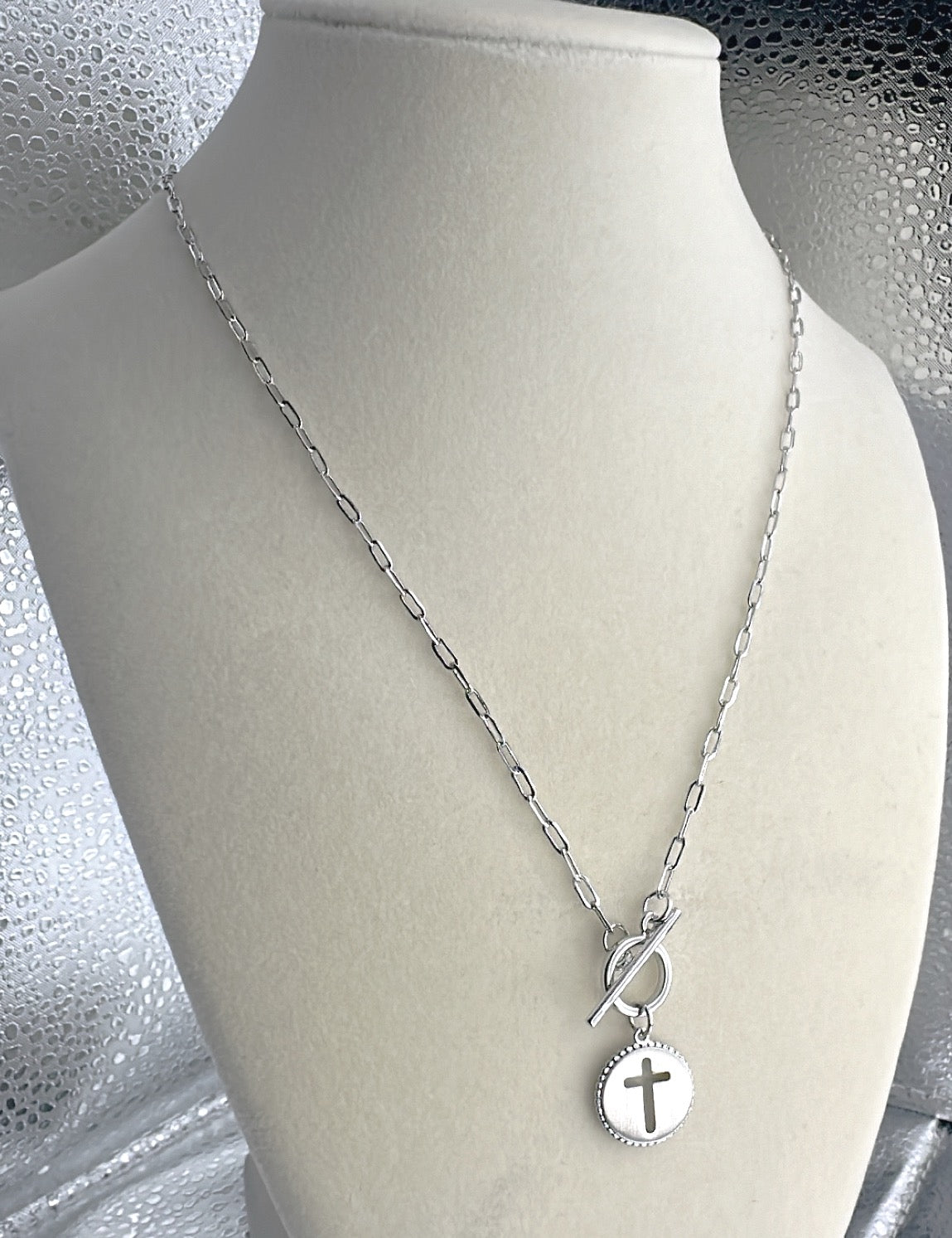 Coin Cross Toggel Necklace